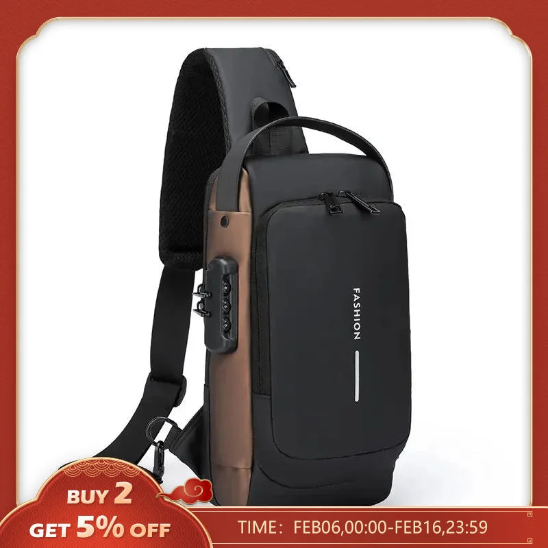 Men Multifunction anti Theft USB Shoulder Bag Man Crossbody Cross Body Travel Sling Chest Bags Pack Messenger Pack